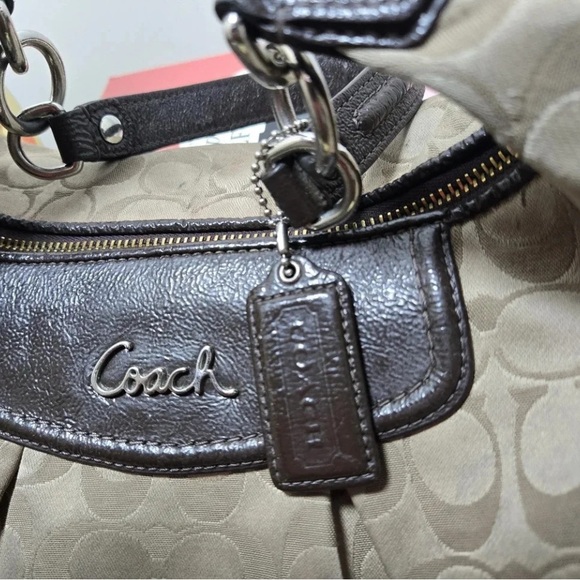 Coach Handbags - Coach Taupe and Dark Brown Shoulder Bag
